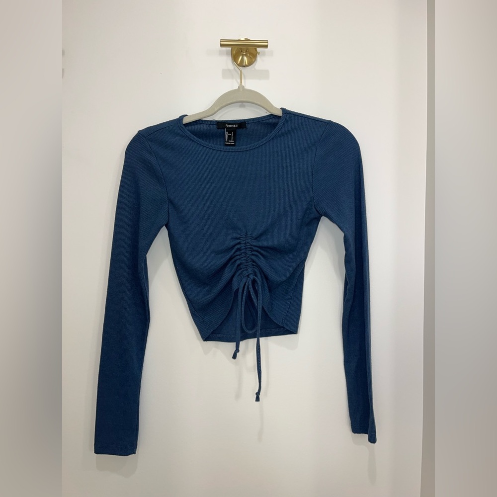 teal, long sleeve with drawstring in front
Forever 21